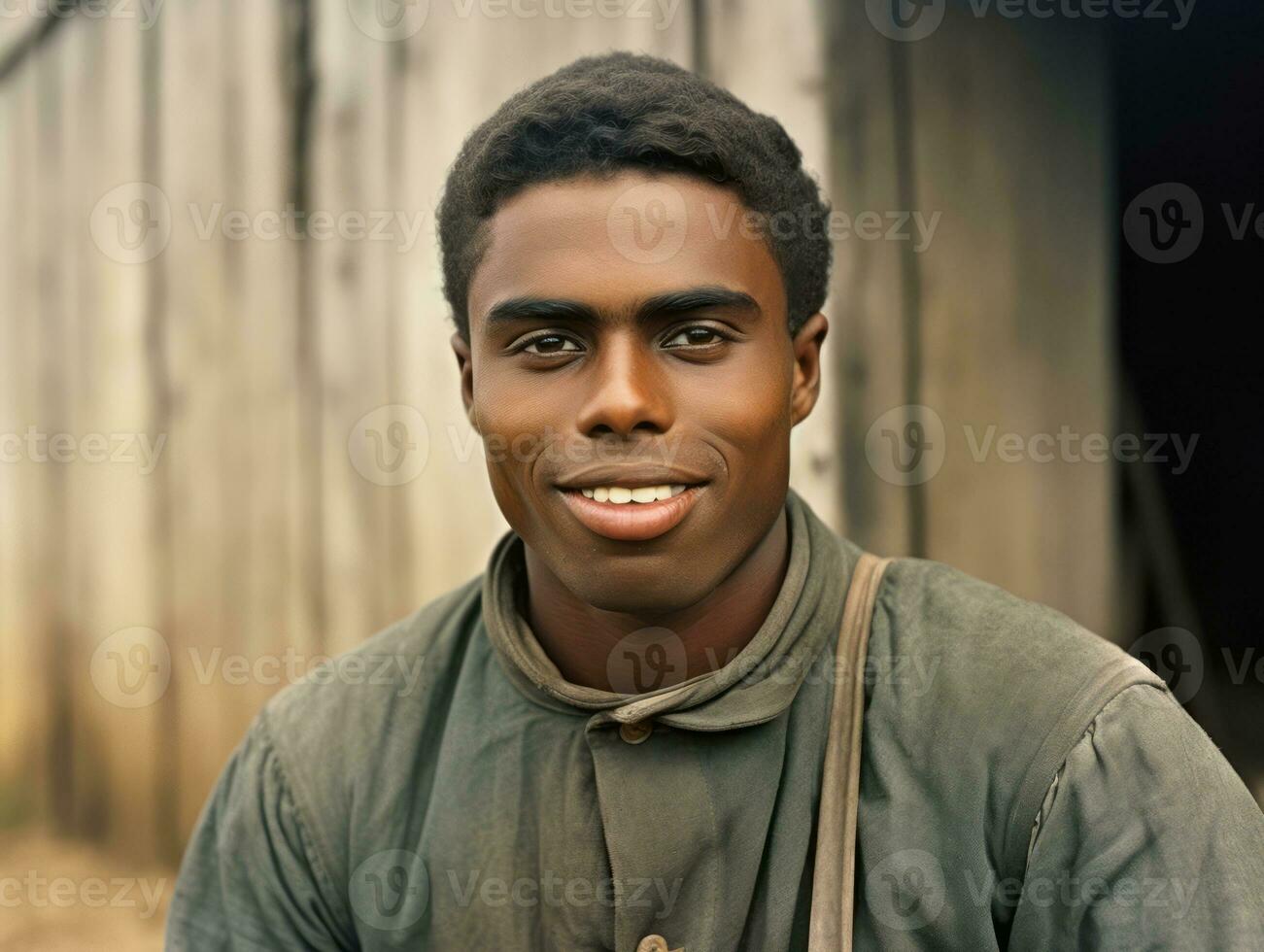 African american man from the early 1900s colored old photo AI Generative