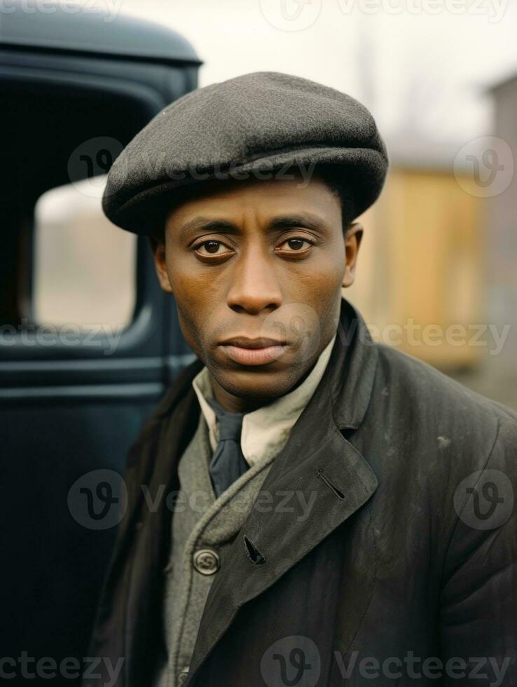 African american man from the early 1900s colored old photo AI Generative