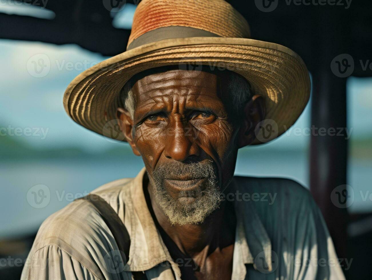 African american man from the early 1900s colored old photo AI Generative