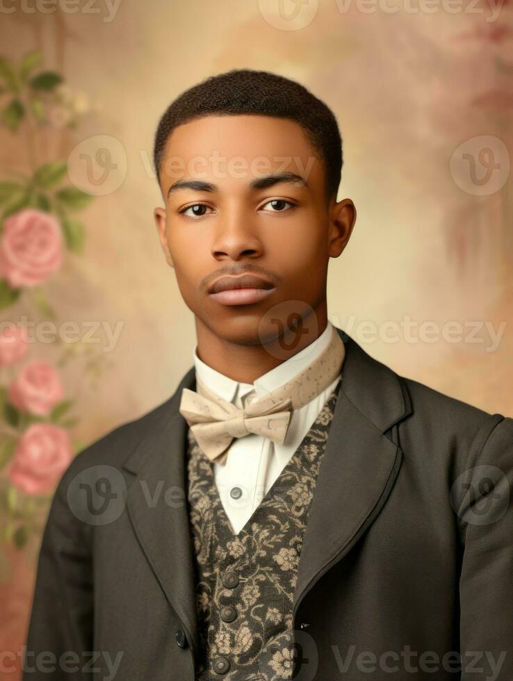 African american man from the early 1900s colored old photo AI Generative