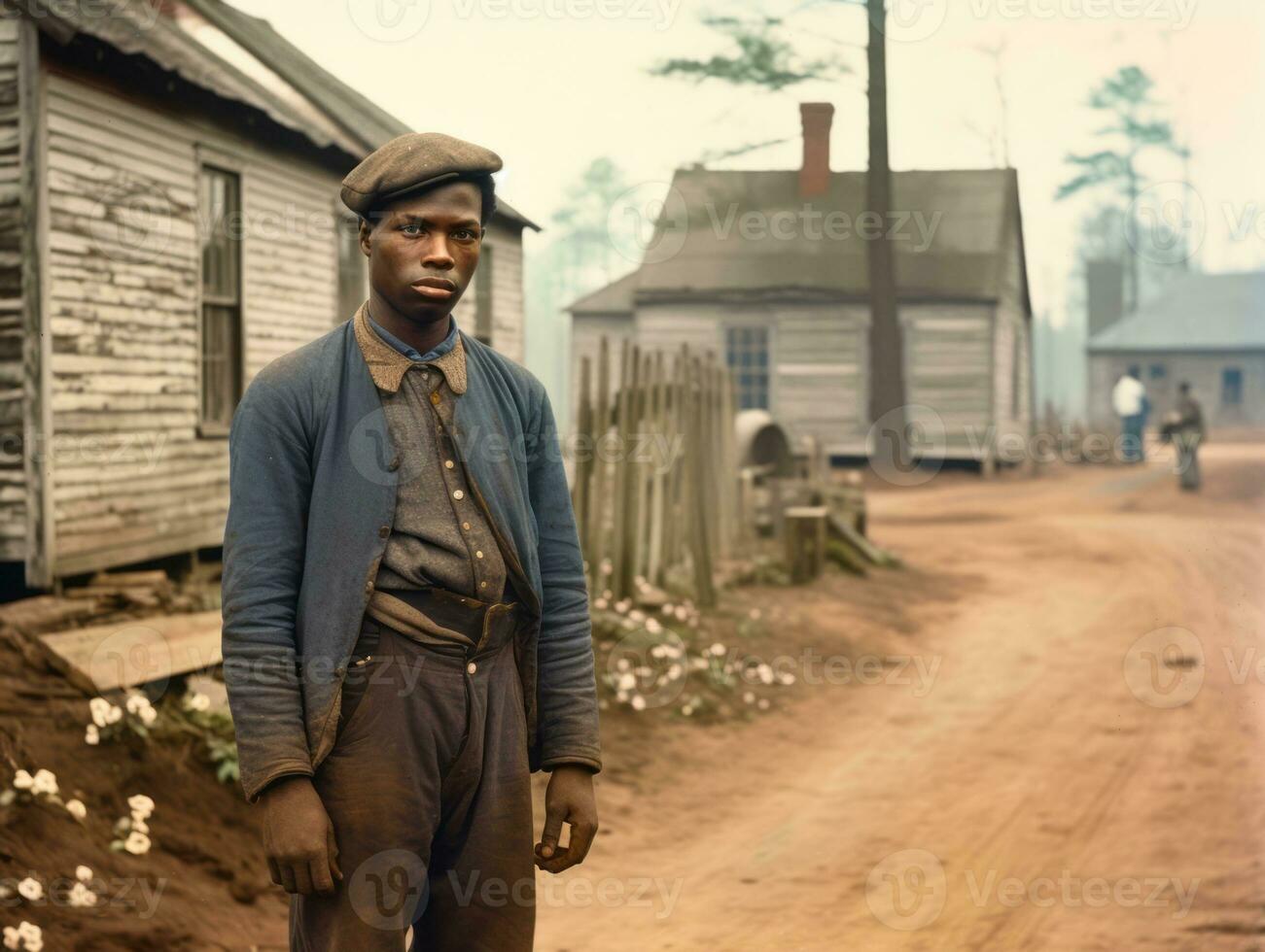 African american man from the early 1900s colored old photo AI Generative