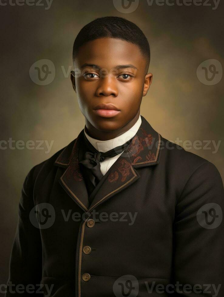 African american man from the early 1900s colored old photo AI Generative