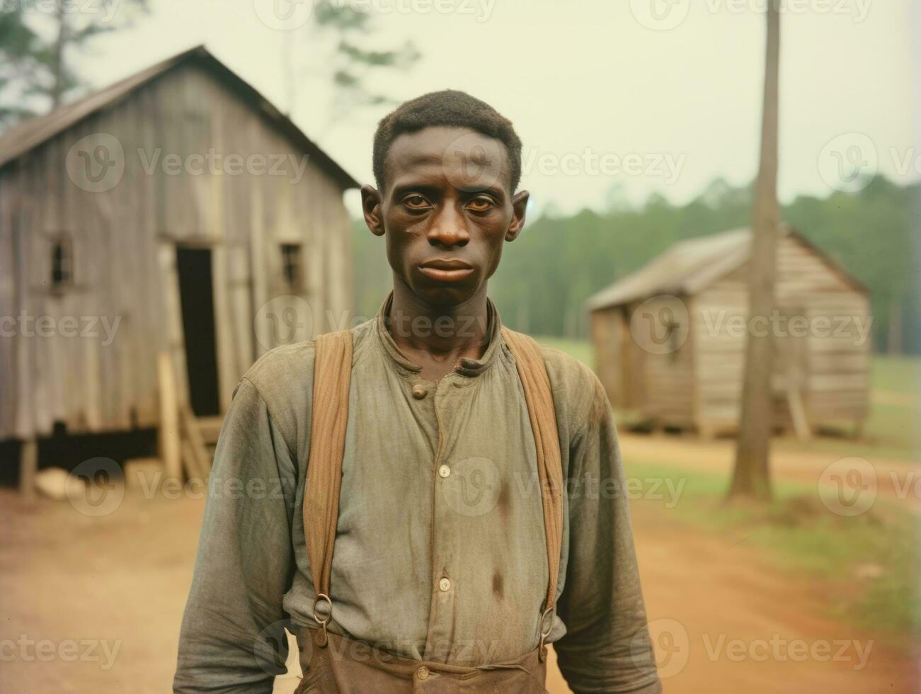 africano americano hombre desde el temprano 1900 de colores antiguo foto ai generativo