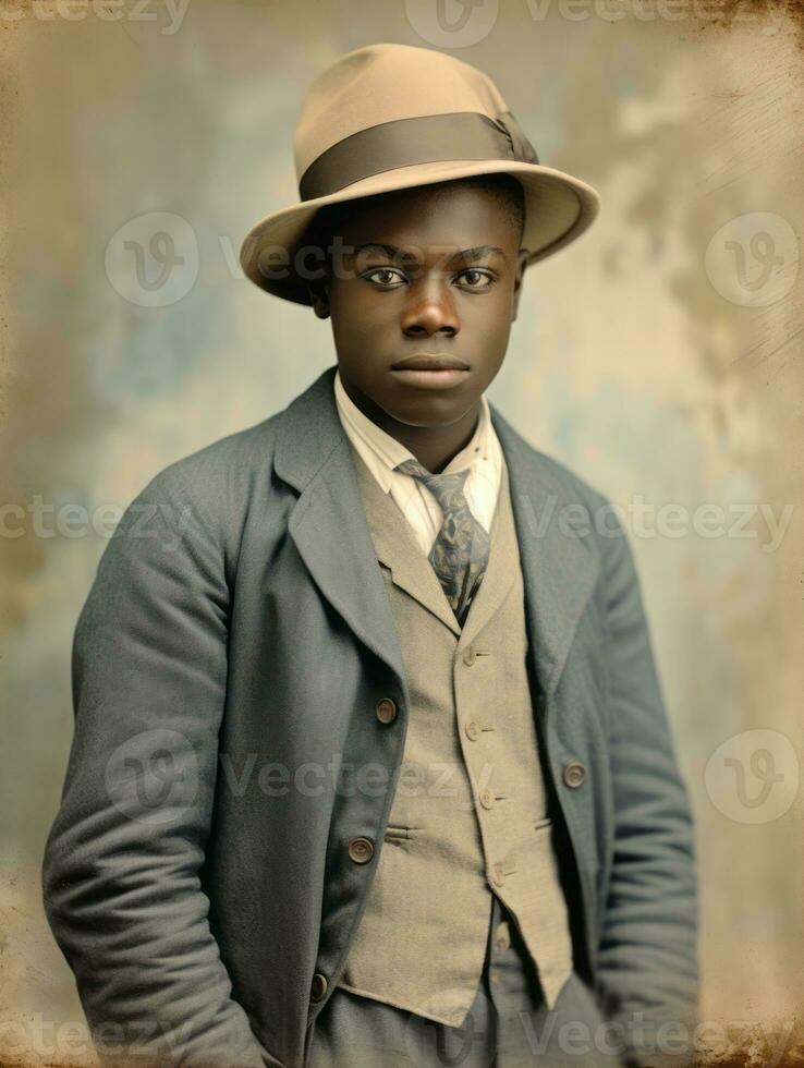 African american man from the early 1900s colored old photo AI Generative