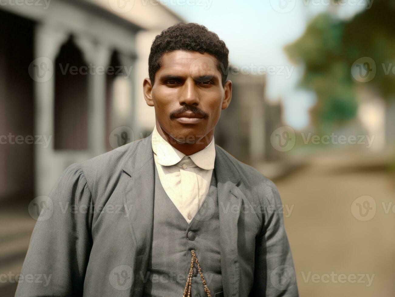 African american man from the early 1900s colored old photo AI Generative