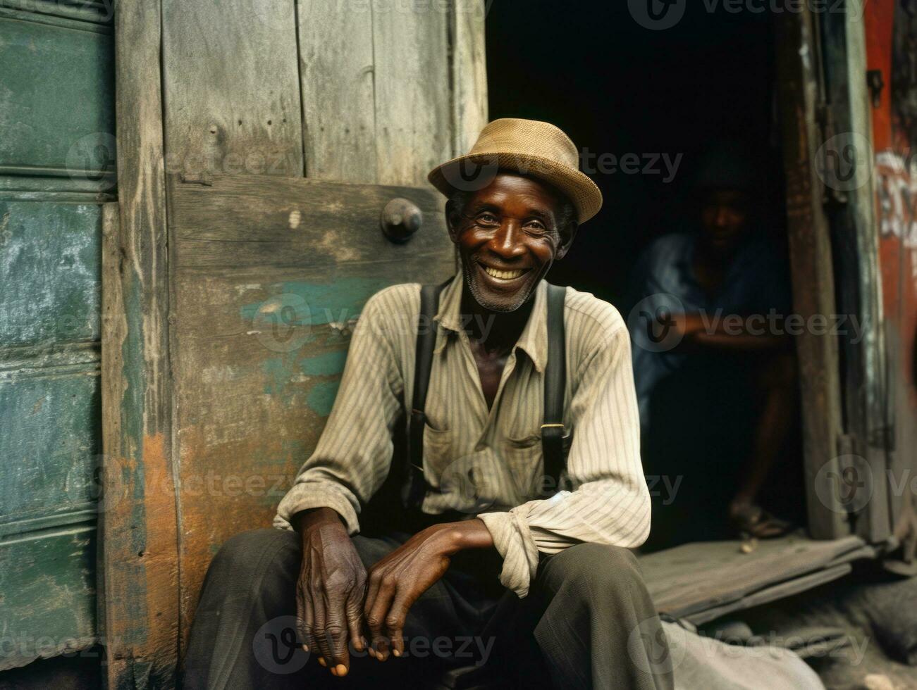 African american man from the early 1900s colored old photo AI Generative