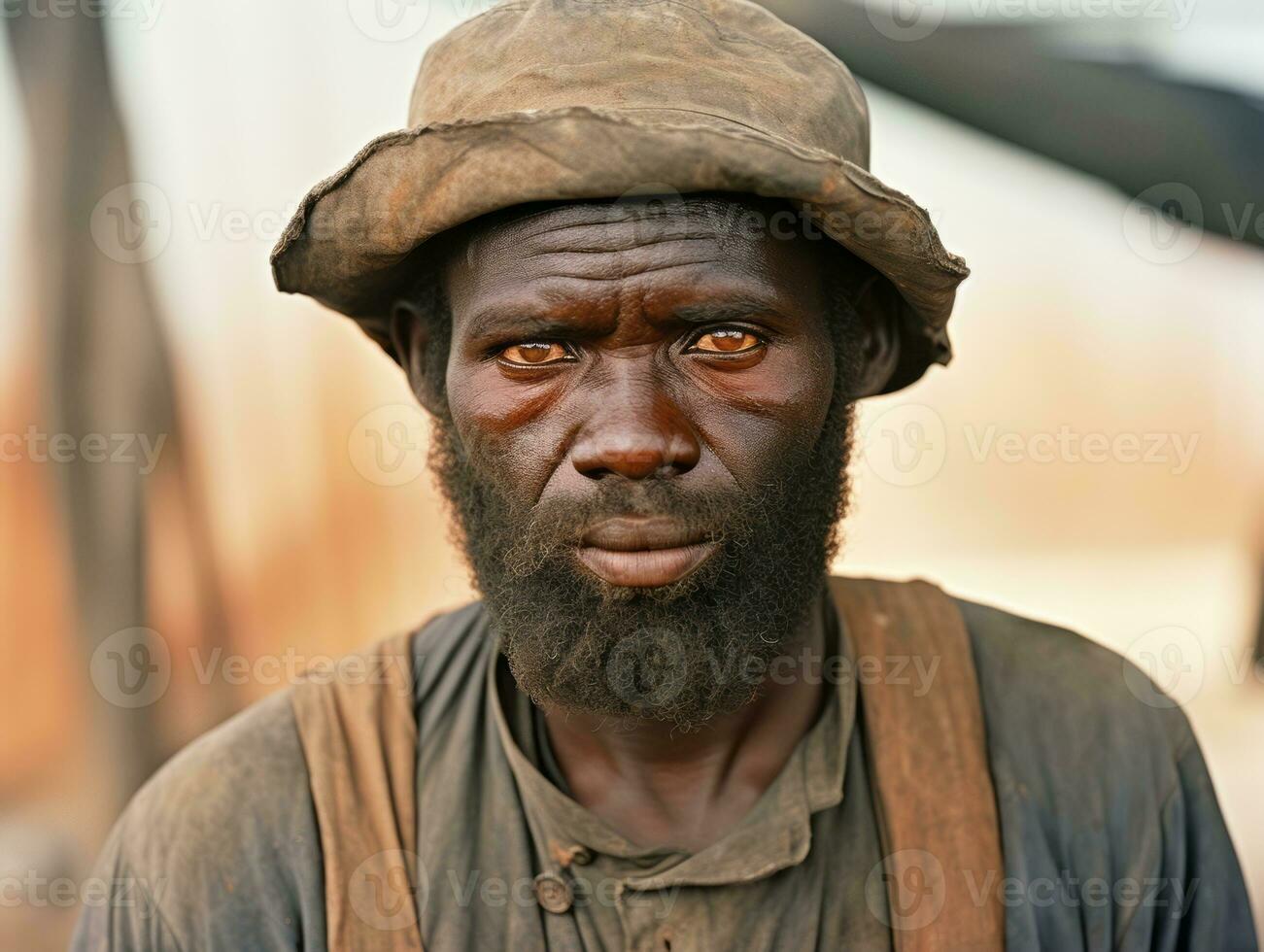 africano americano hombre desde el temprano 1900 de colores antiguo foto ai generativo