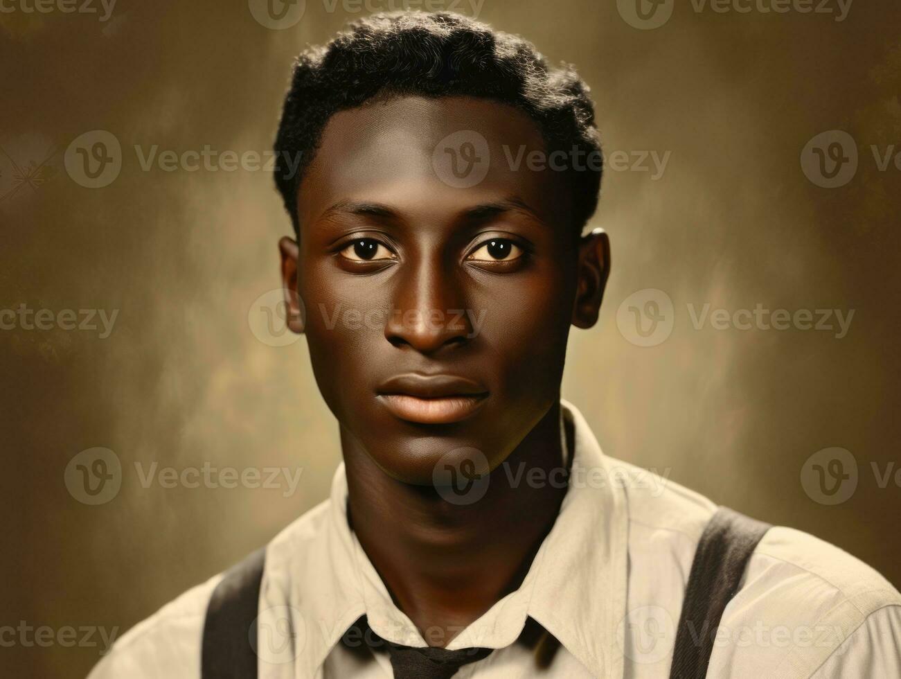 African american man from the early 1900s colored old photo AI Generative