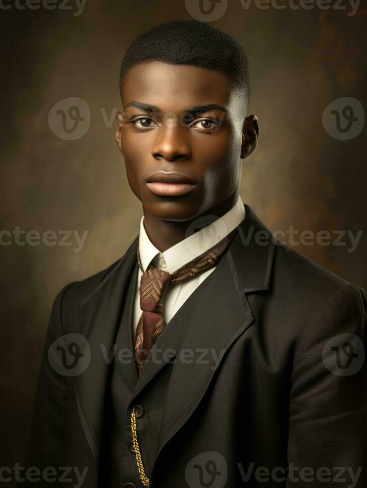 African american man from the early 1900s colored old photo AI Generative