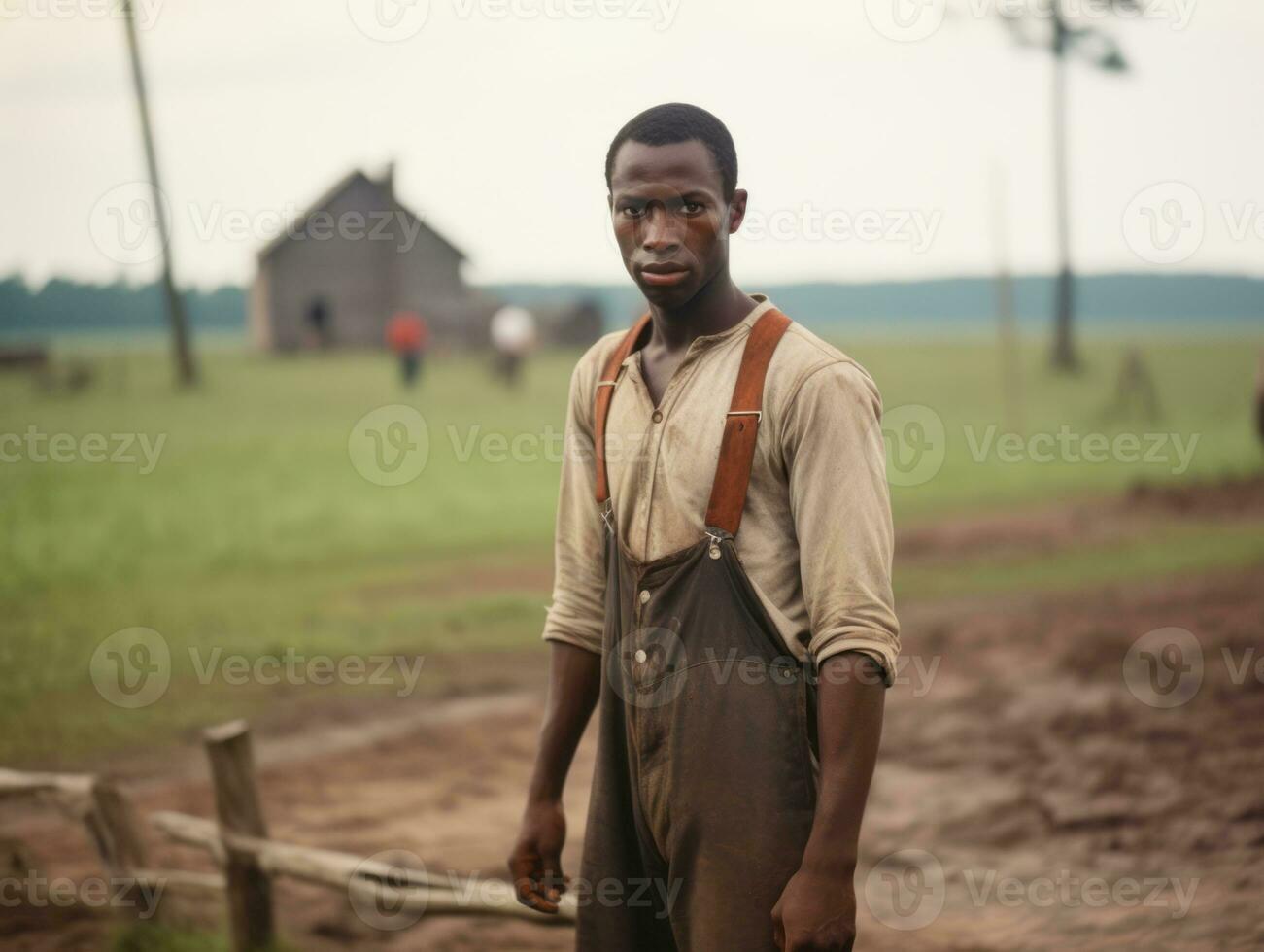 African american man from the early 1900s colored old photo AI Generative