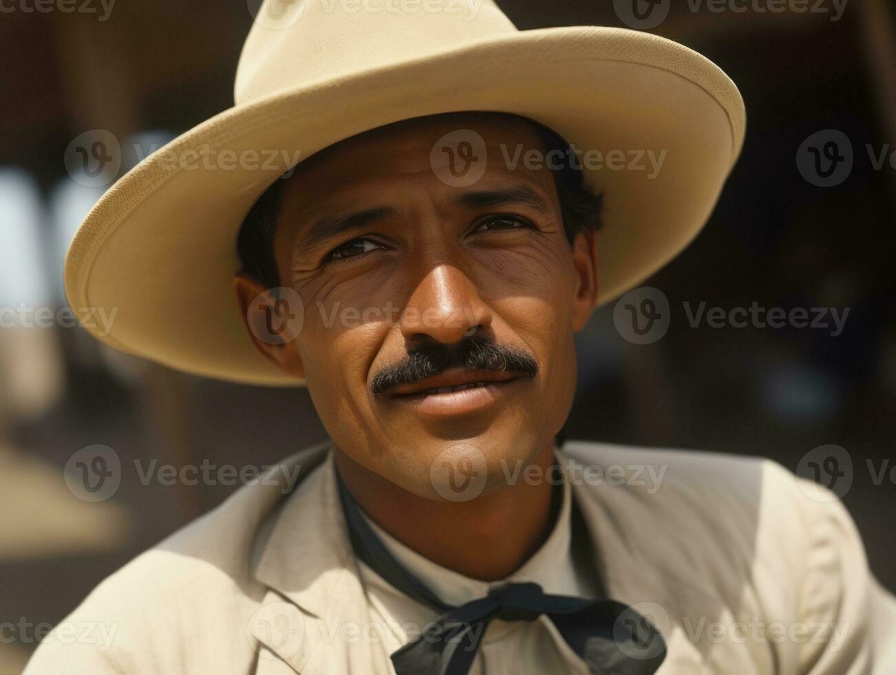 African american man from the early 1900s colored old photo AI Generative