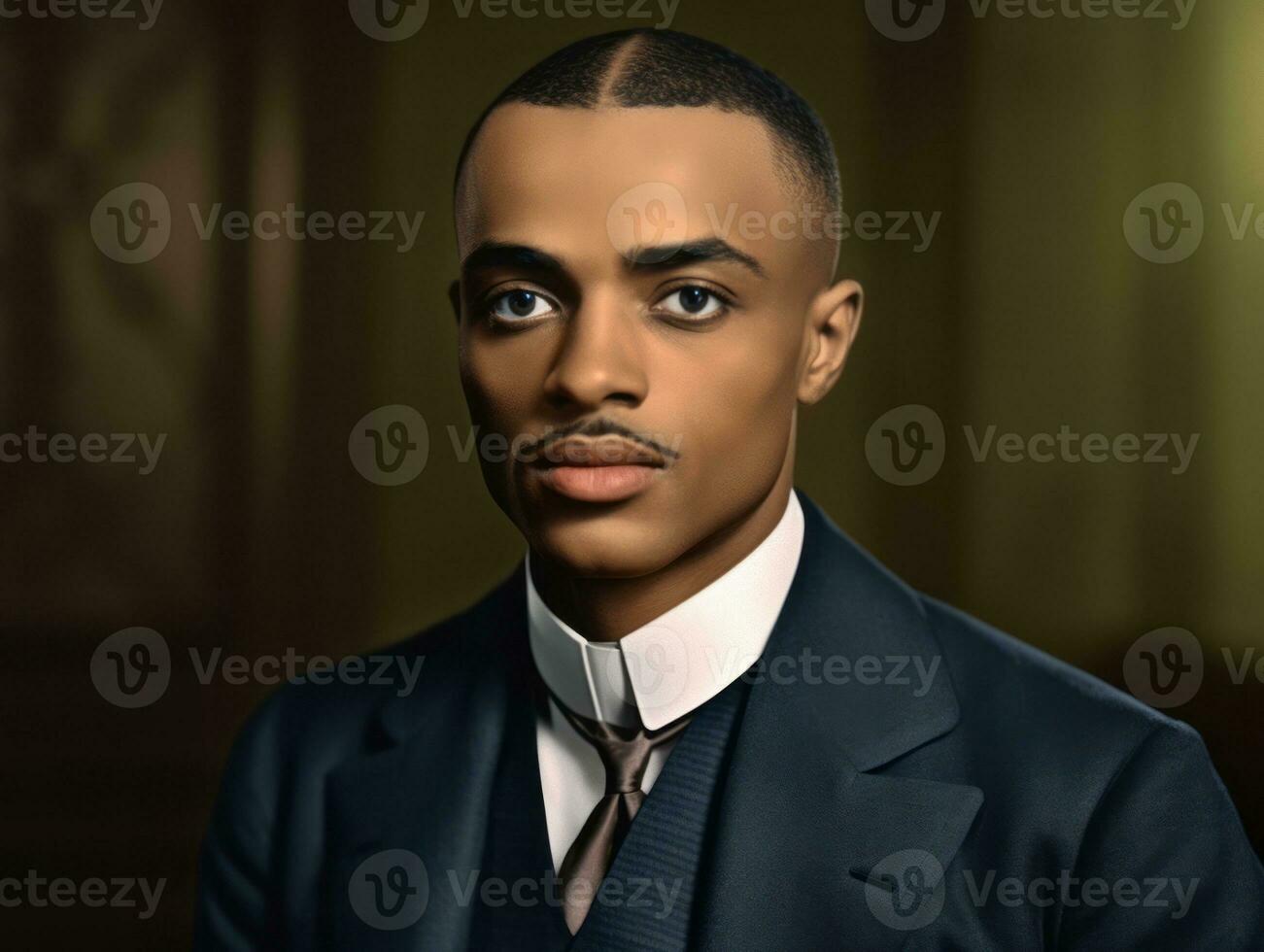 African american man from the early 1900s colored old photo AI Generative