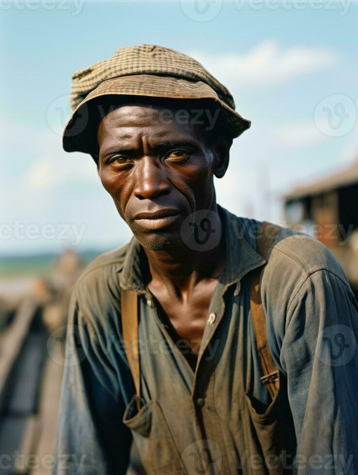 African american man from the early 1900s colored old photo AI Generative