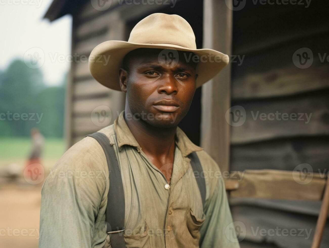 African american man from the early 1900s colored old photo AI Generative