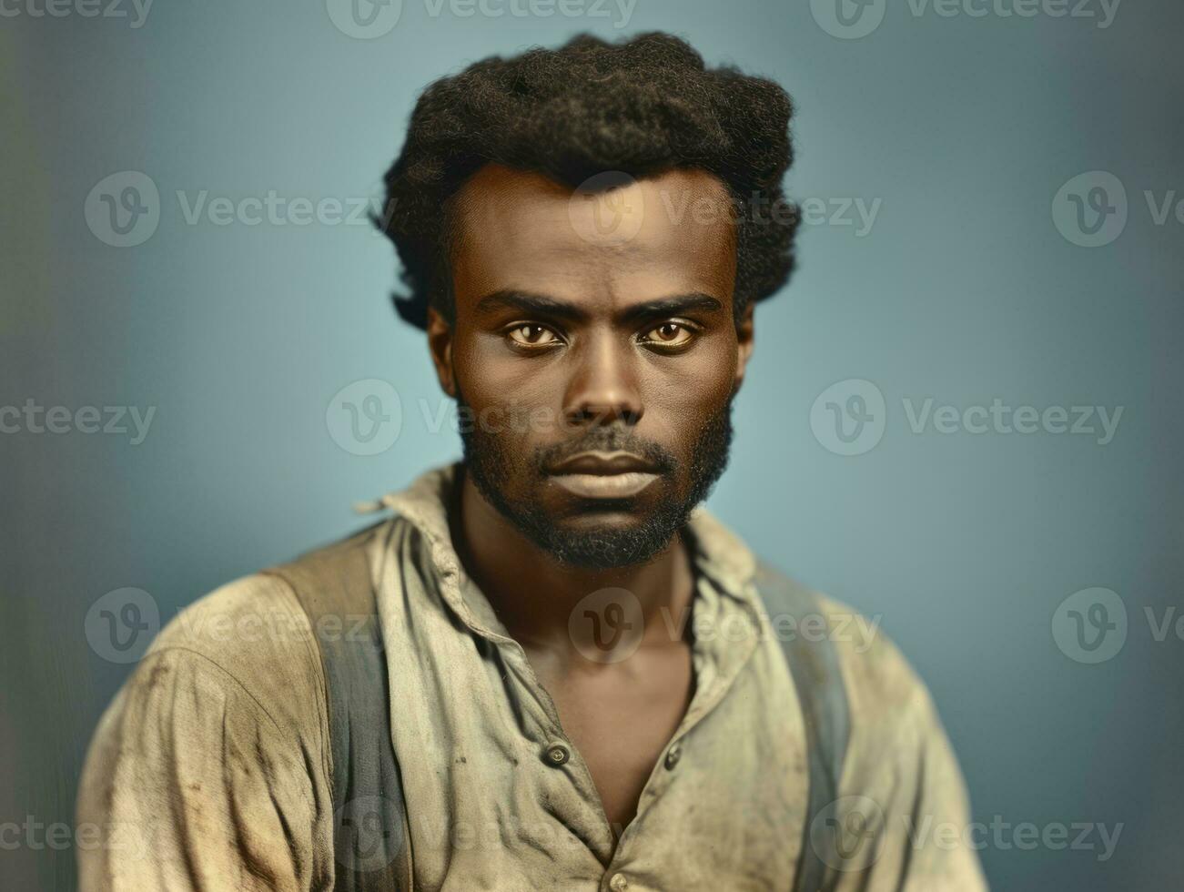 African american man from the early 1900s colored old photo AI Generative