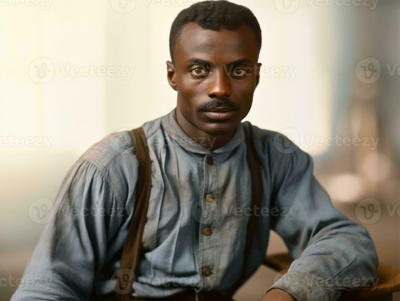 African american man from the early 1900s colored old photo AI Generative