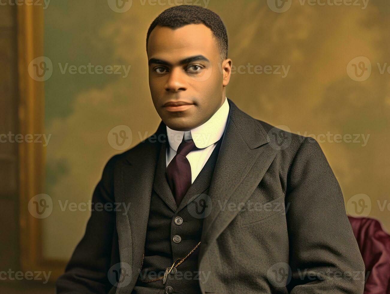 African american man from the early 1900s colored old photo AI Generative