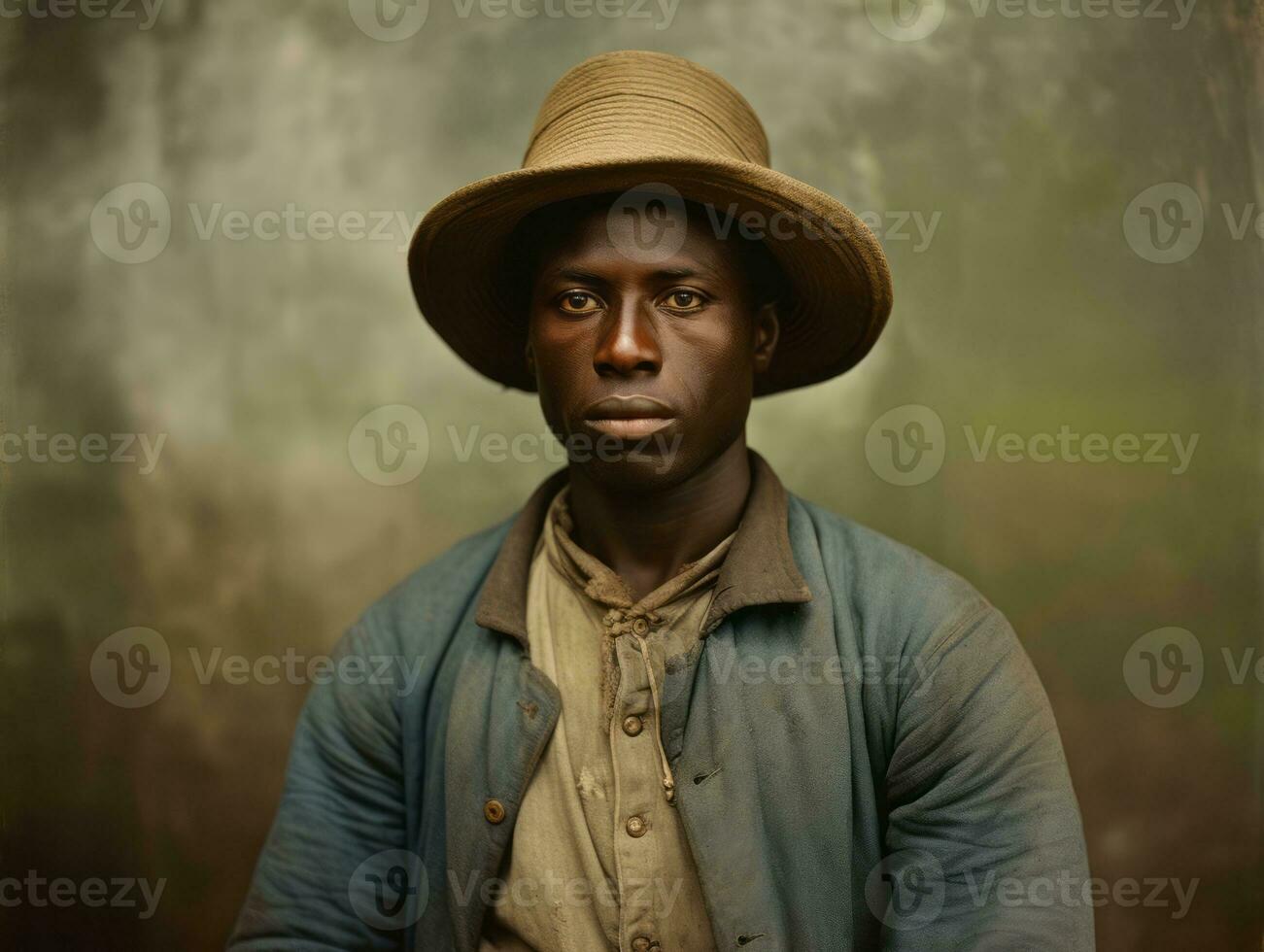 African american man from the early 1900s colored old photo AI Generative