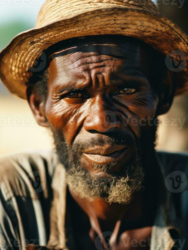 African american man from the early 1900s colored old photo AI Generative