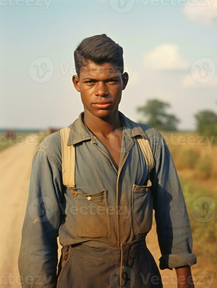 African american man from the early 1900s colored old photo AI Generative