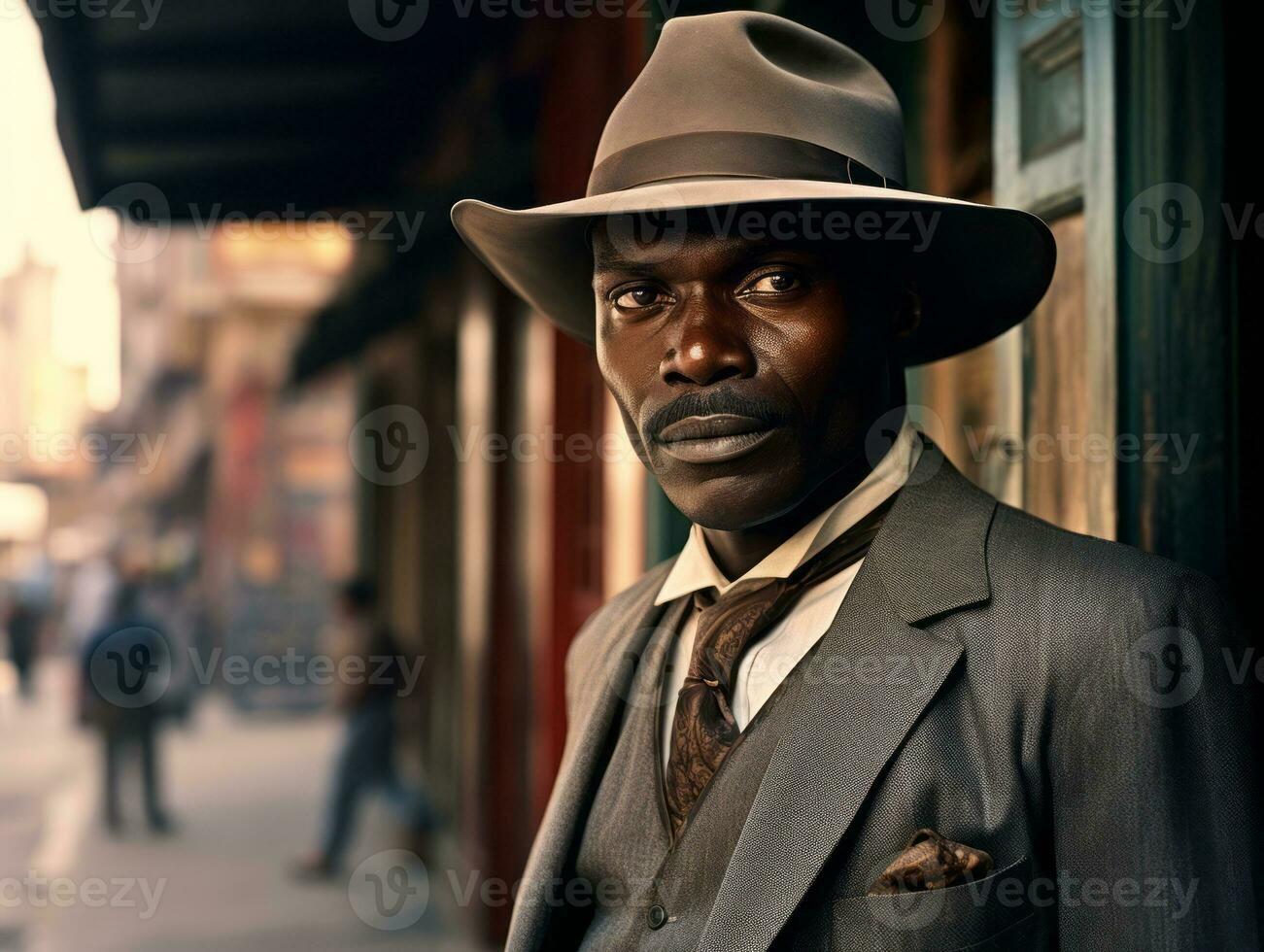 African american man from the early 1900s colored old photo AI Generative