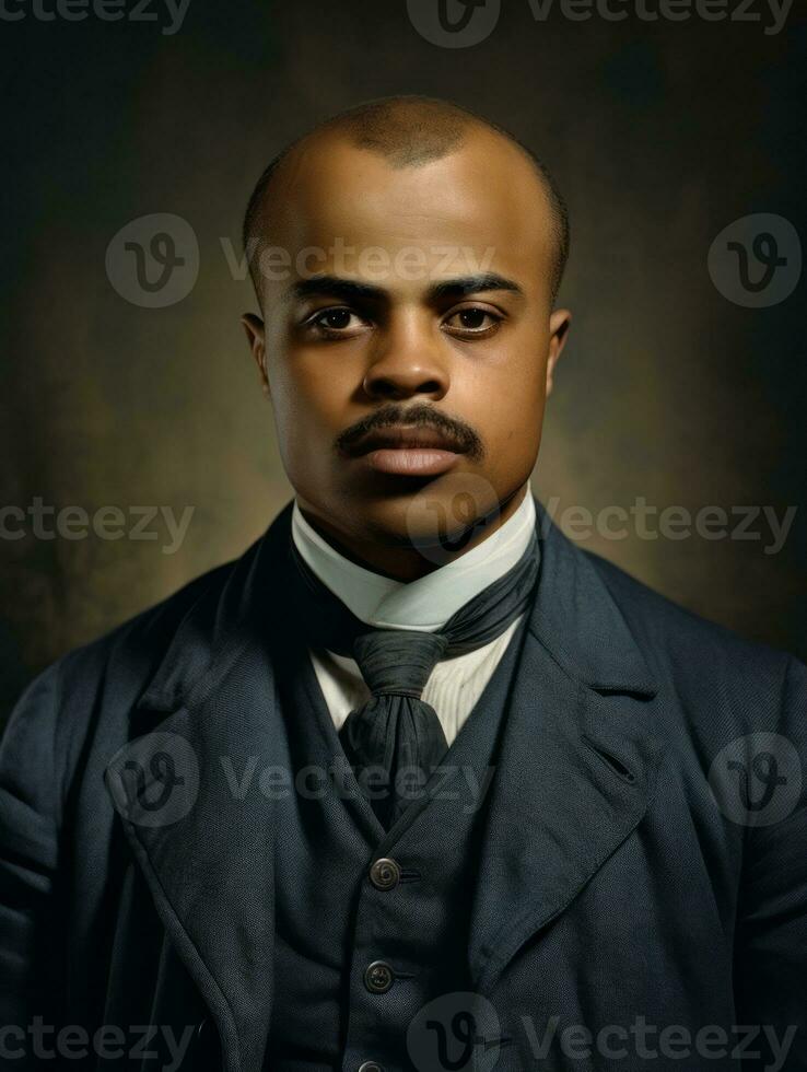 African american man from the early 1900s colored old photo AI Generative