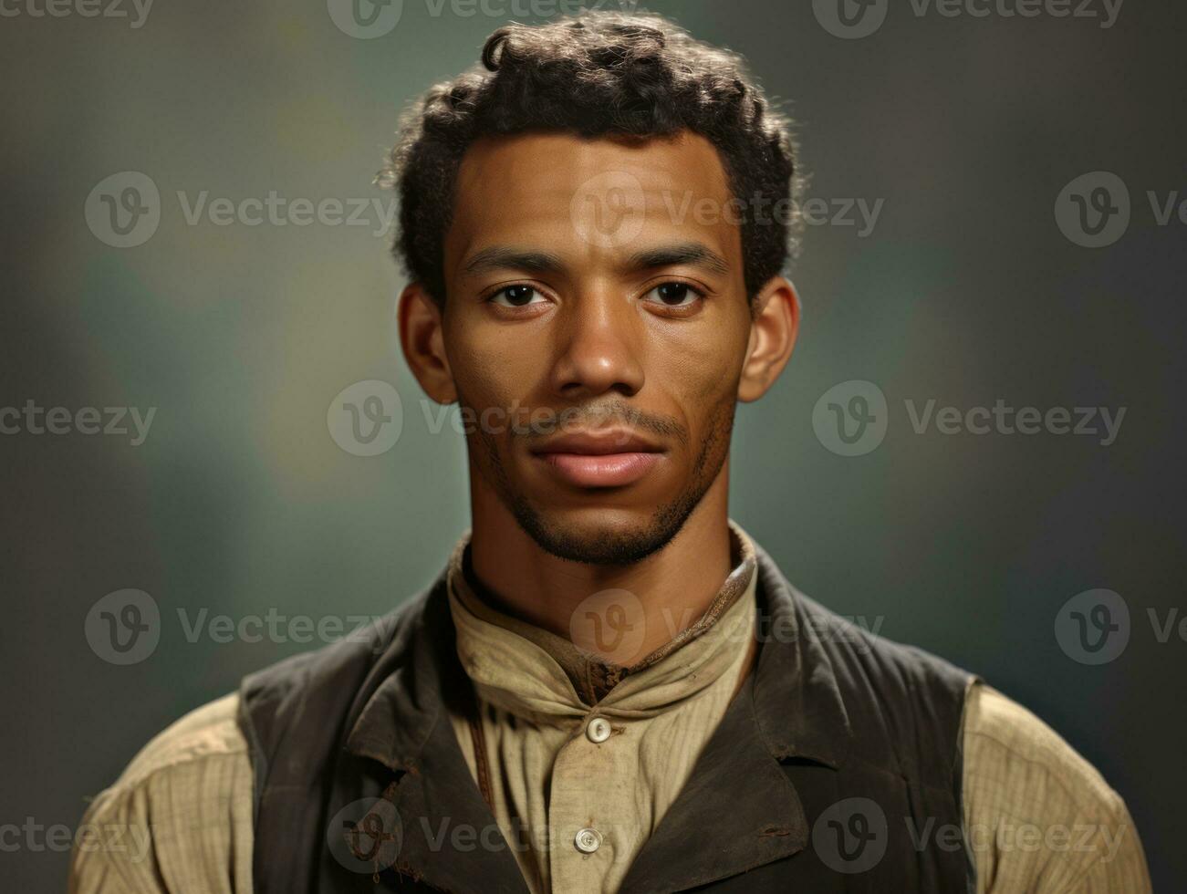 African american man from the early 1900s colored old photo AI Generative