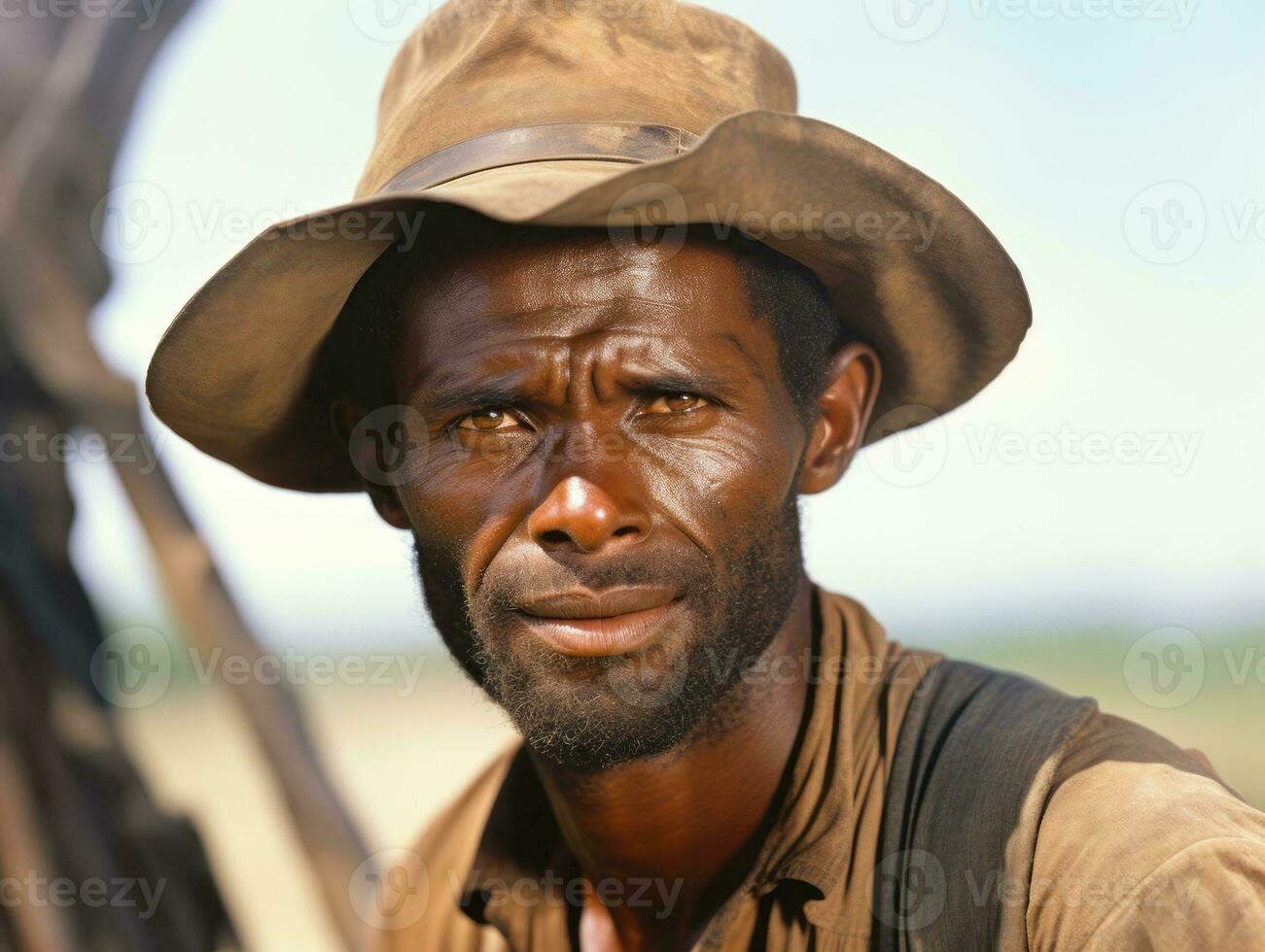 African american man from the early 1900s colored old photo AI Generative