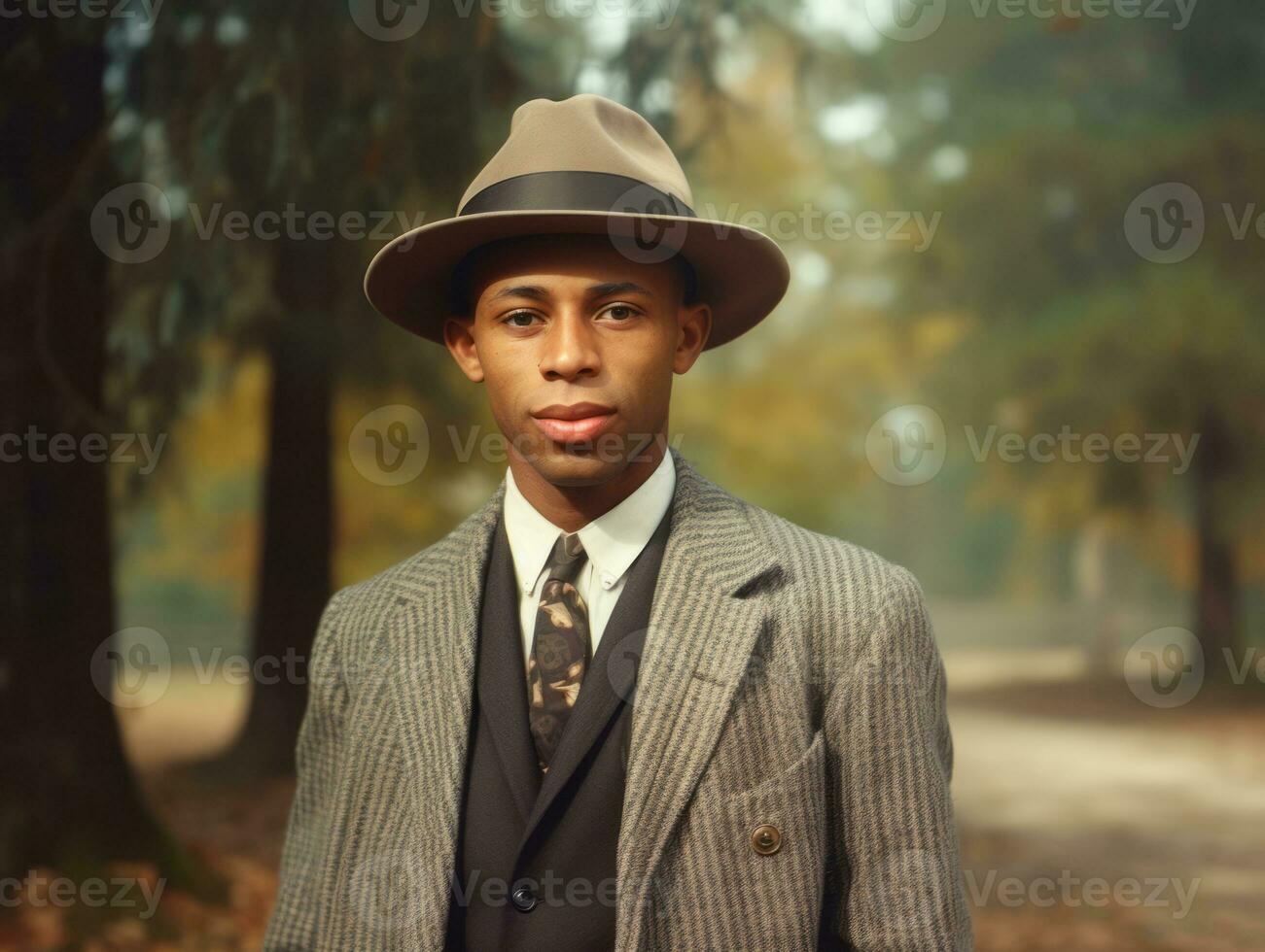 African american man from the early 1900s colored old photo AI Generative