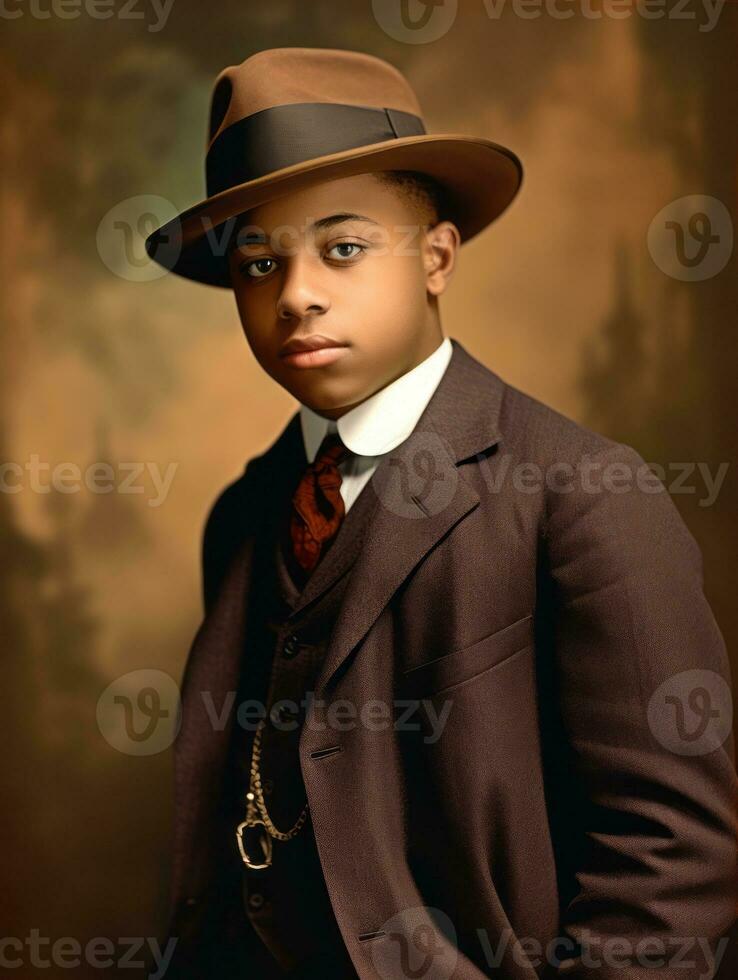 African american man from the early 1900s colored old photo AI Generative
