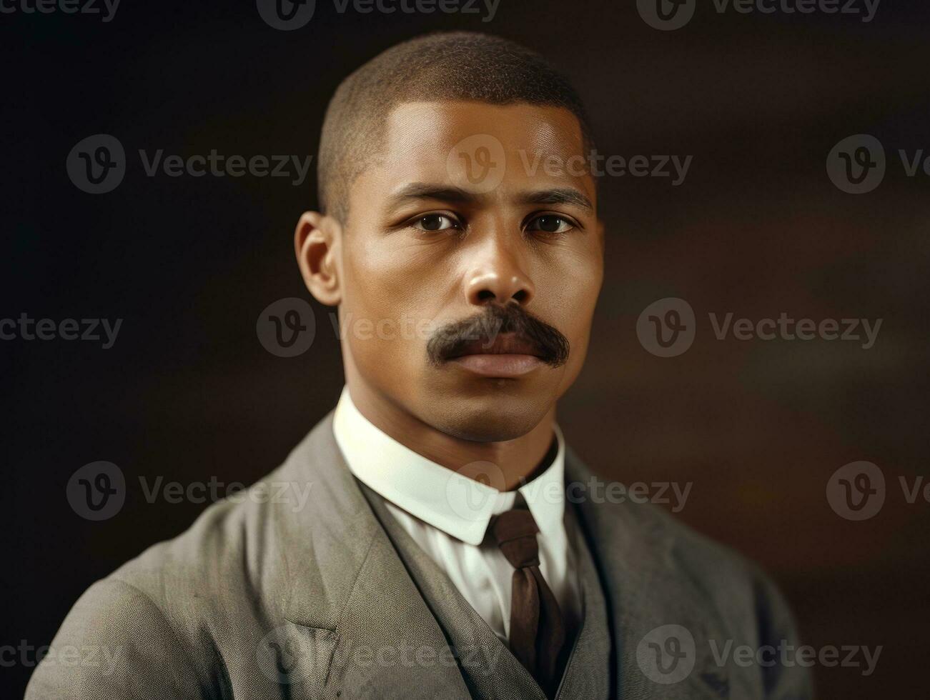 African american man from the early 1900s colored old photo AI Generative