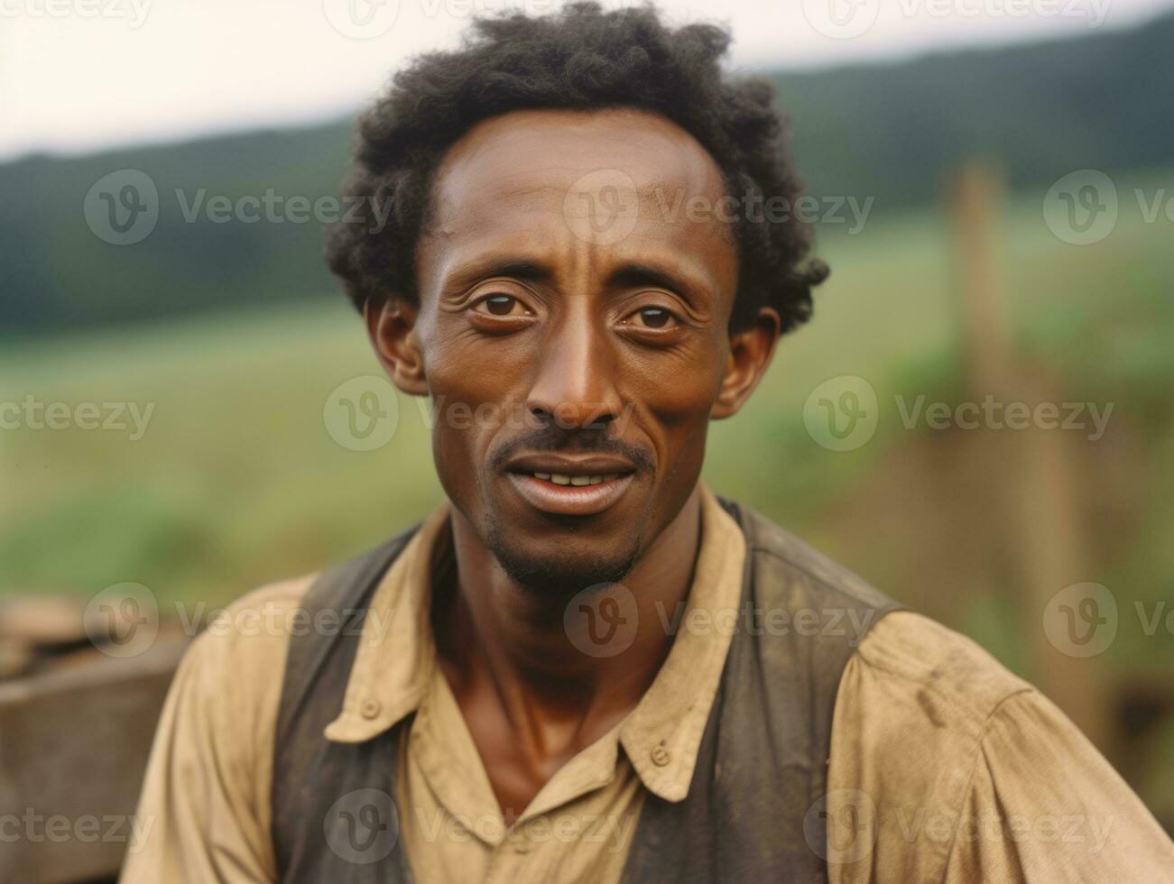 African american man from the early 1900s colored old photo AI Generative