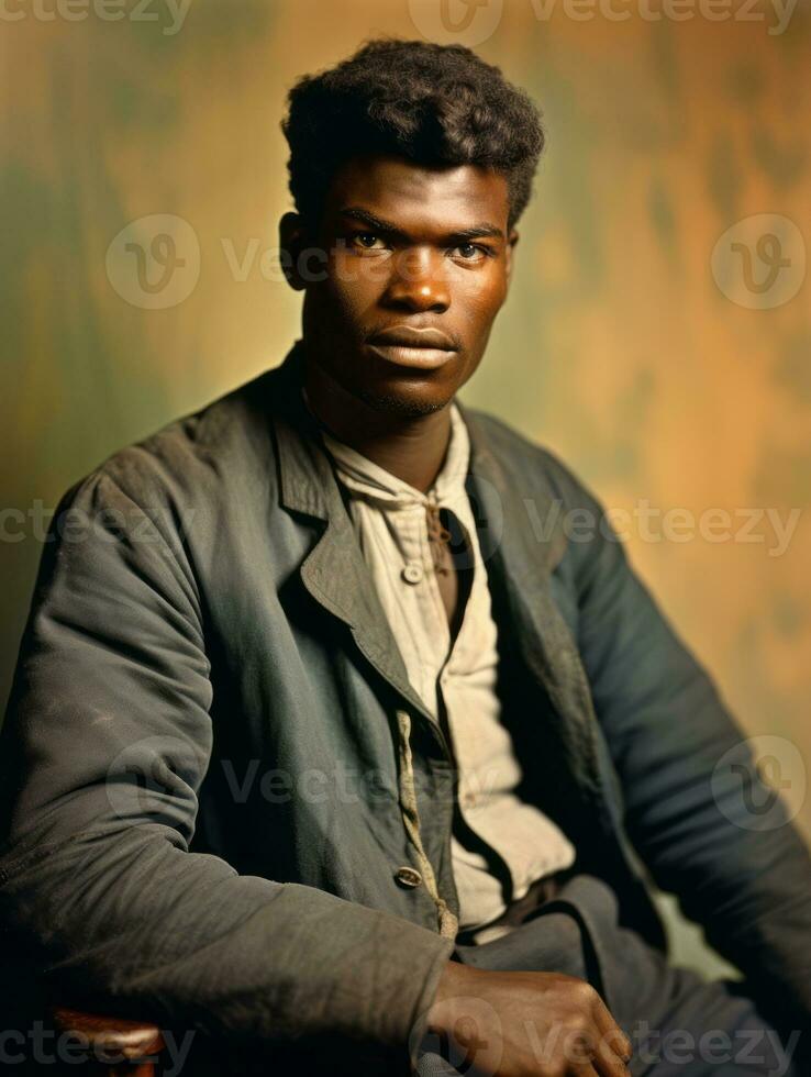 African american man from the early 1900s colored old photo AI Generative