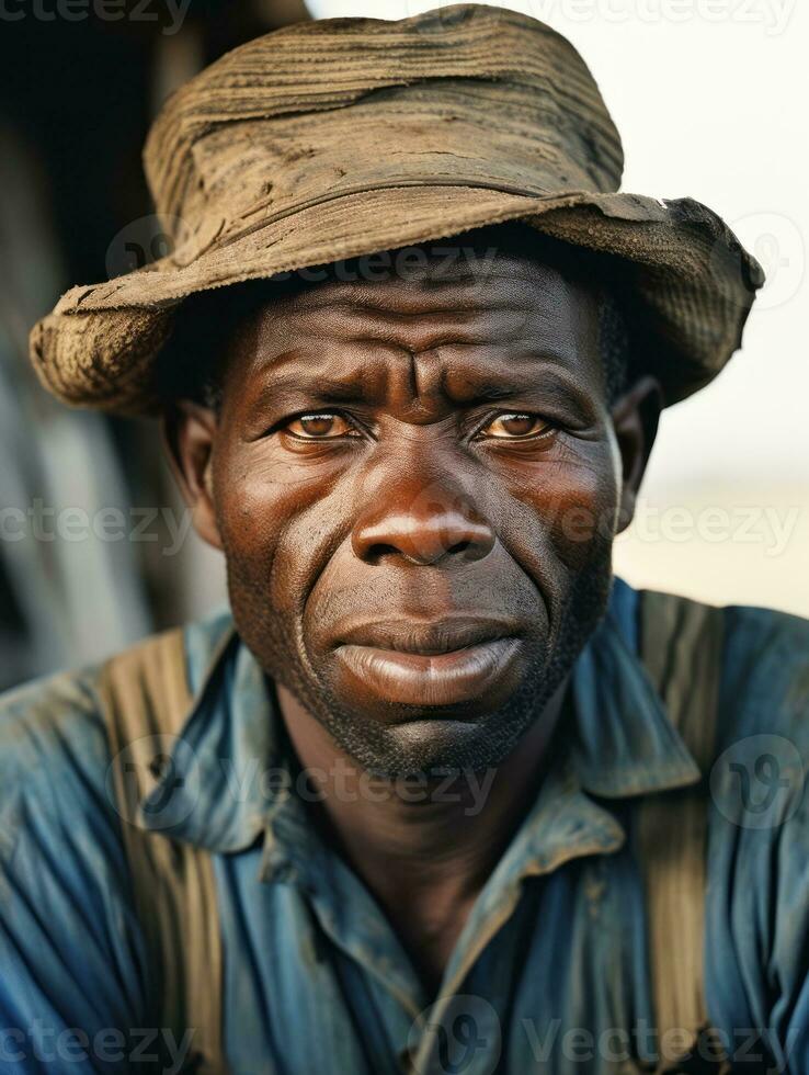 African american man from the early 1900s colored old photo AI Generative