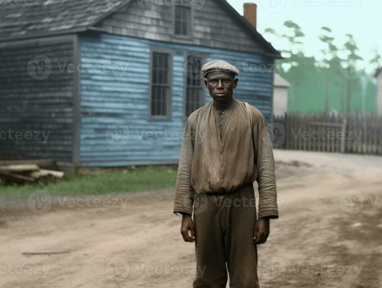African american man from the early 1900s colored old photo AI Generative