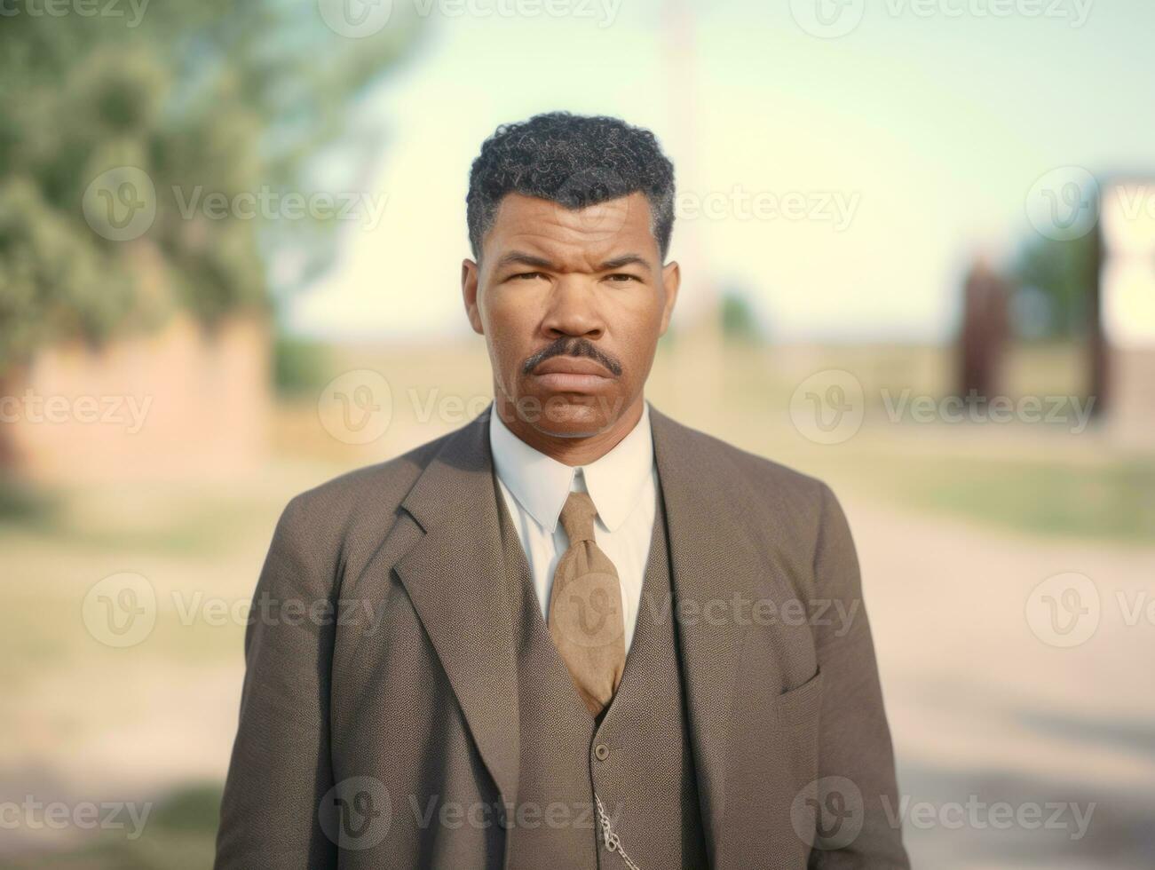 African american man from the early 1900s colored old photo AI Generative