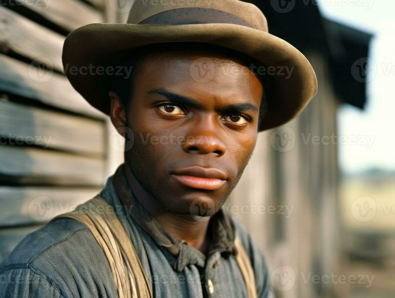 African american man from the early 1900s colored old photo AI Generative