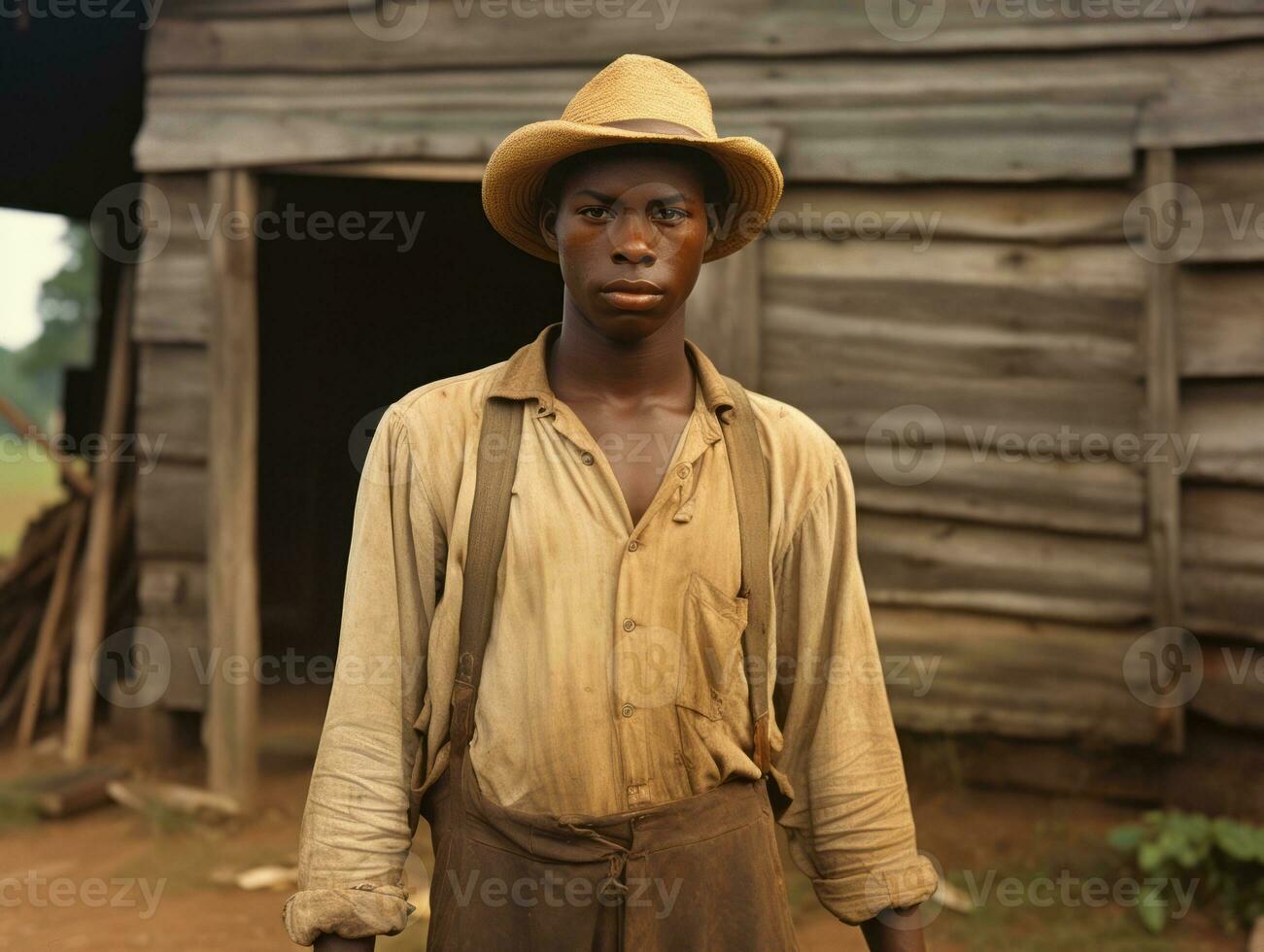 African american man from the early 1900s colored old photo AI Generative