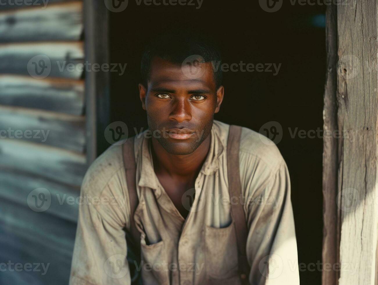African american man from the early 1900s colored old photo AI Generative
