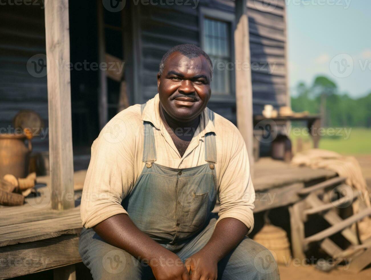 African american man from the early 1900s colored old photo AI Generative