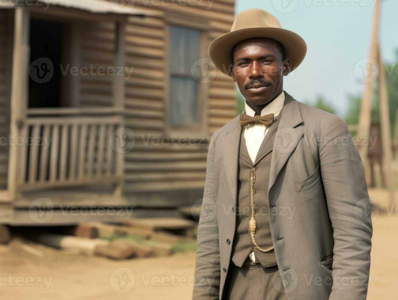 African american man from the early 1900s colored old photo AI Generative