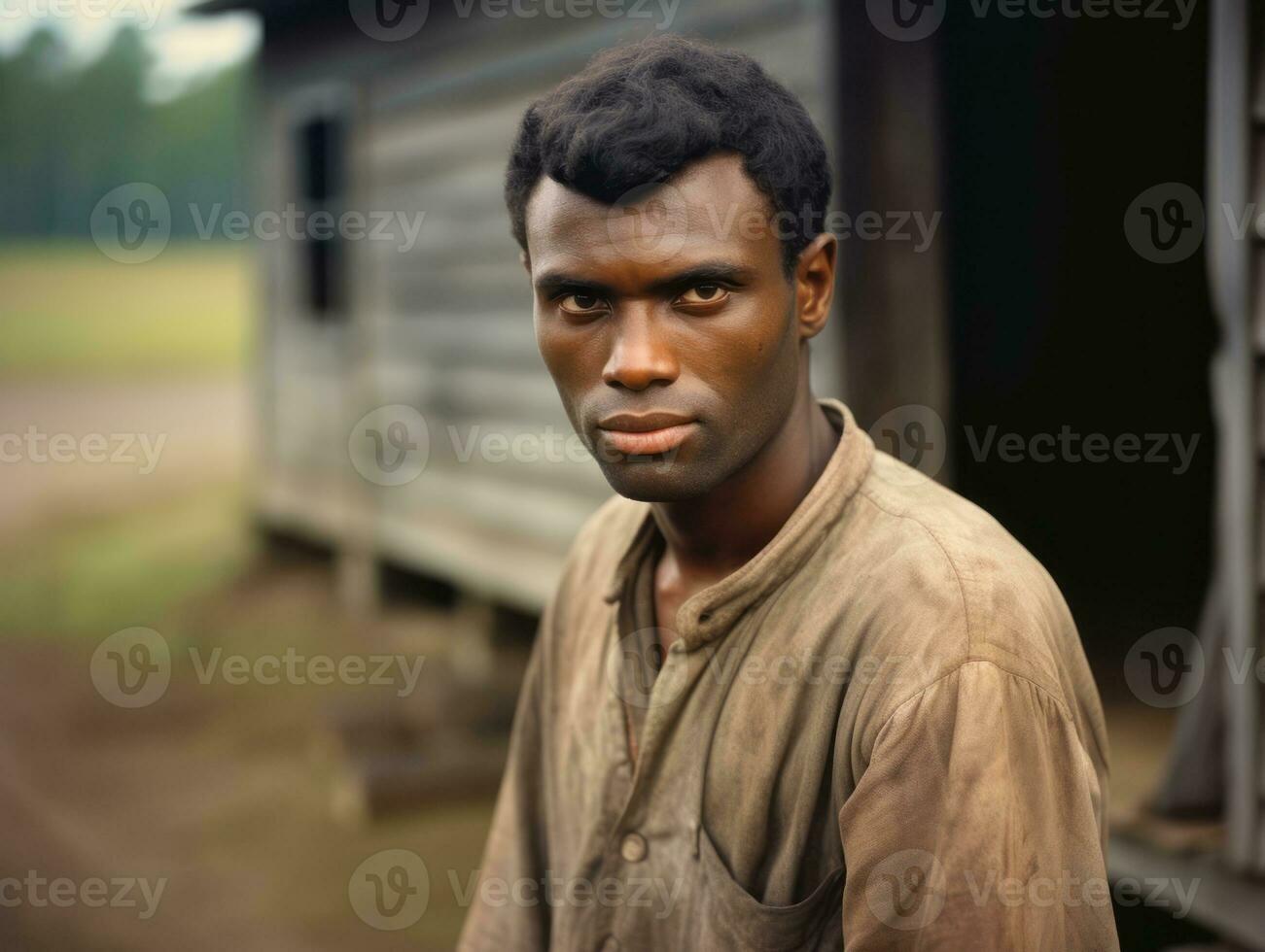 African american man from the early 1900s colored old photo AI Generative