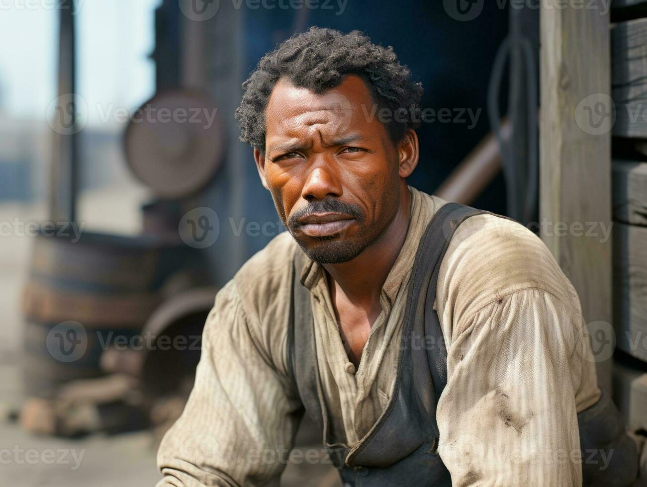 African american man from the early 1900s colored old photo AI Generative
