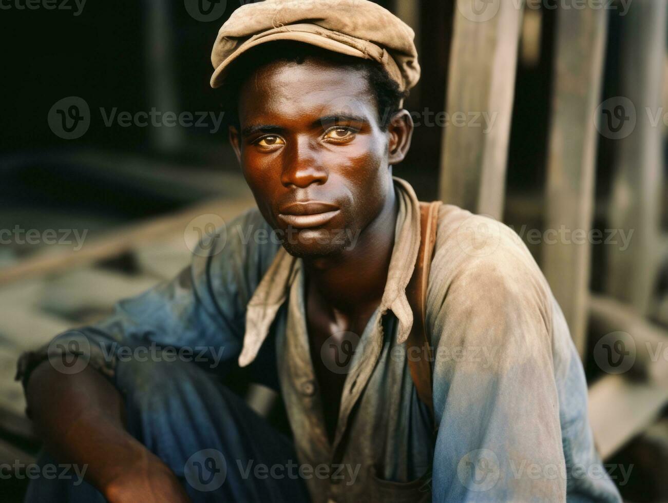 African american man from the early 1900s colored old photo AI Generative