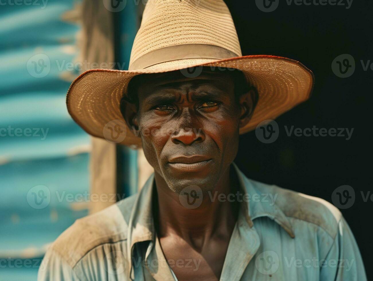 African american man from the early 1900s colored old photo AI Generative