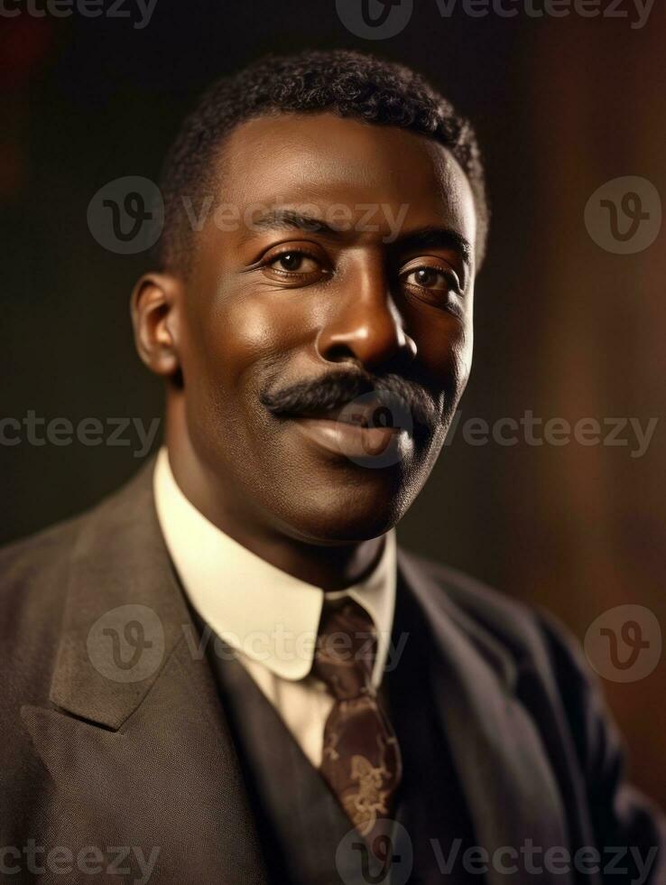 African american man from the early 1900s colored old photo AI Generative