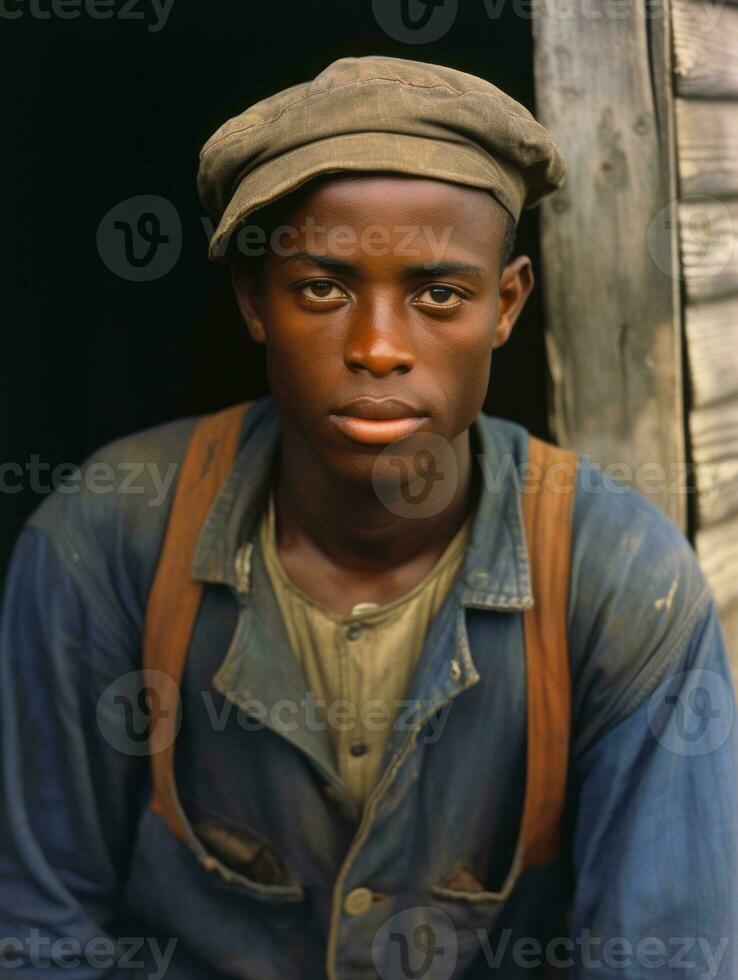 African american man from the early 1900s colored old photo AI Generative