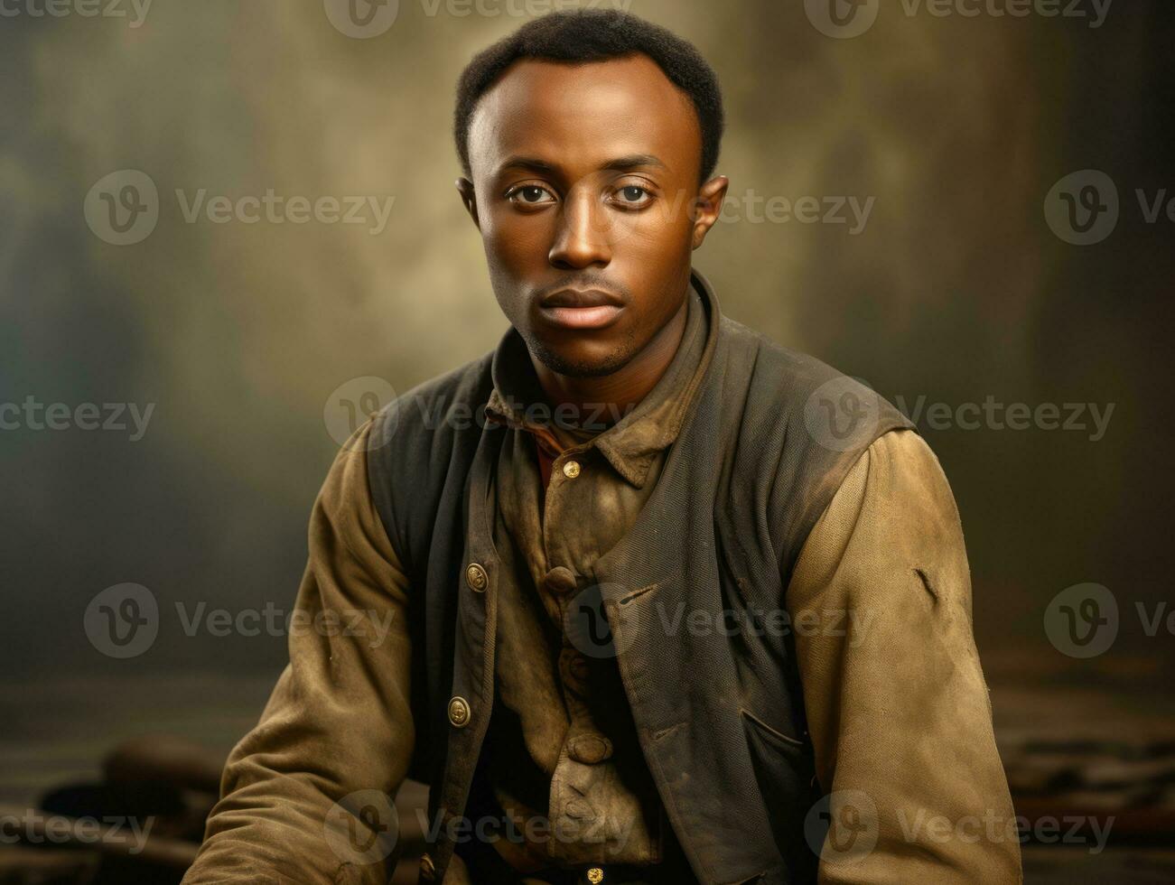 African american man from the early 1900s colored old photo AI Generative