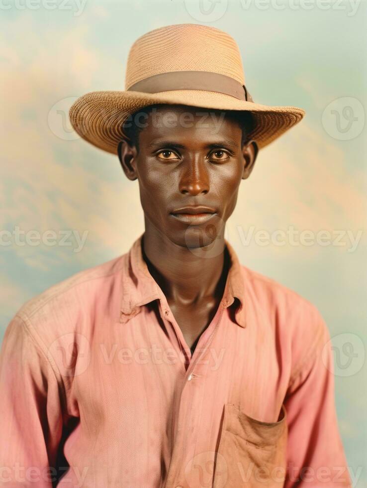 African american man from the early 1900s colored old photo AI Generative