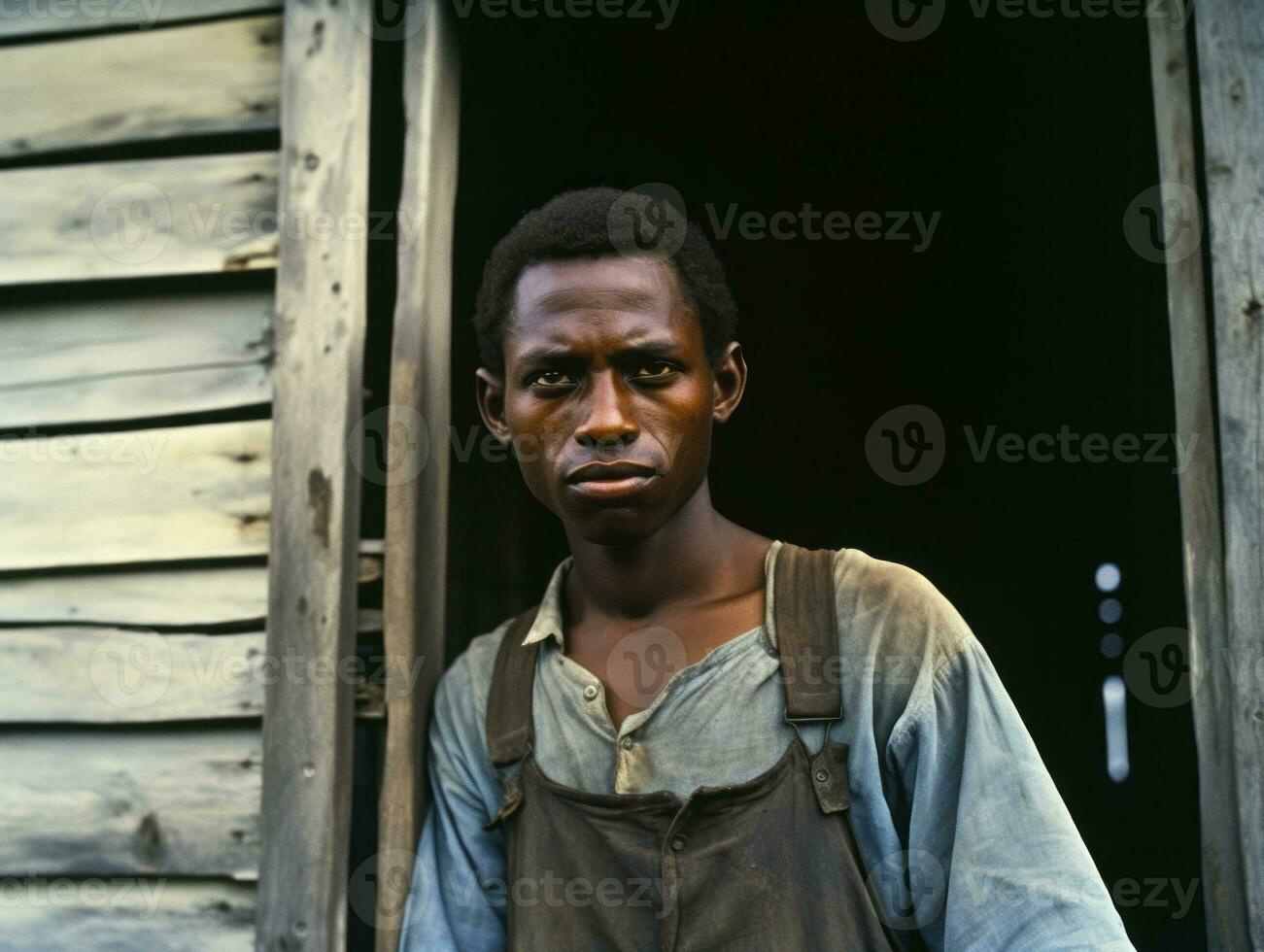 African american man from the early 1900s colored old photo AI Generative